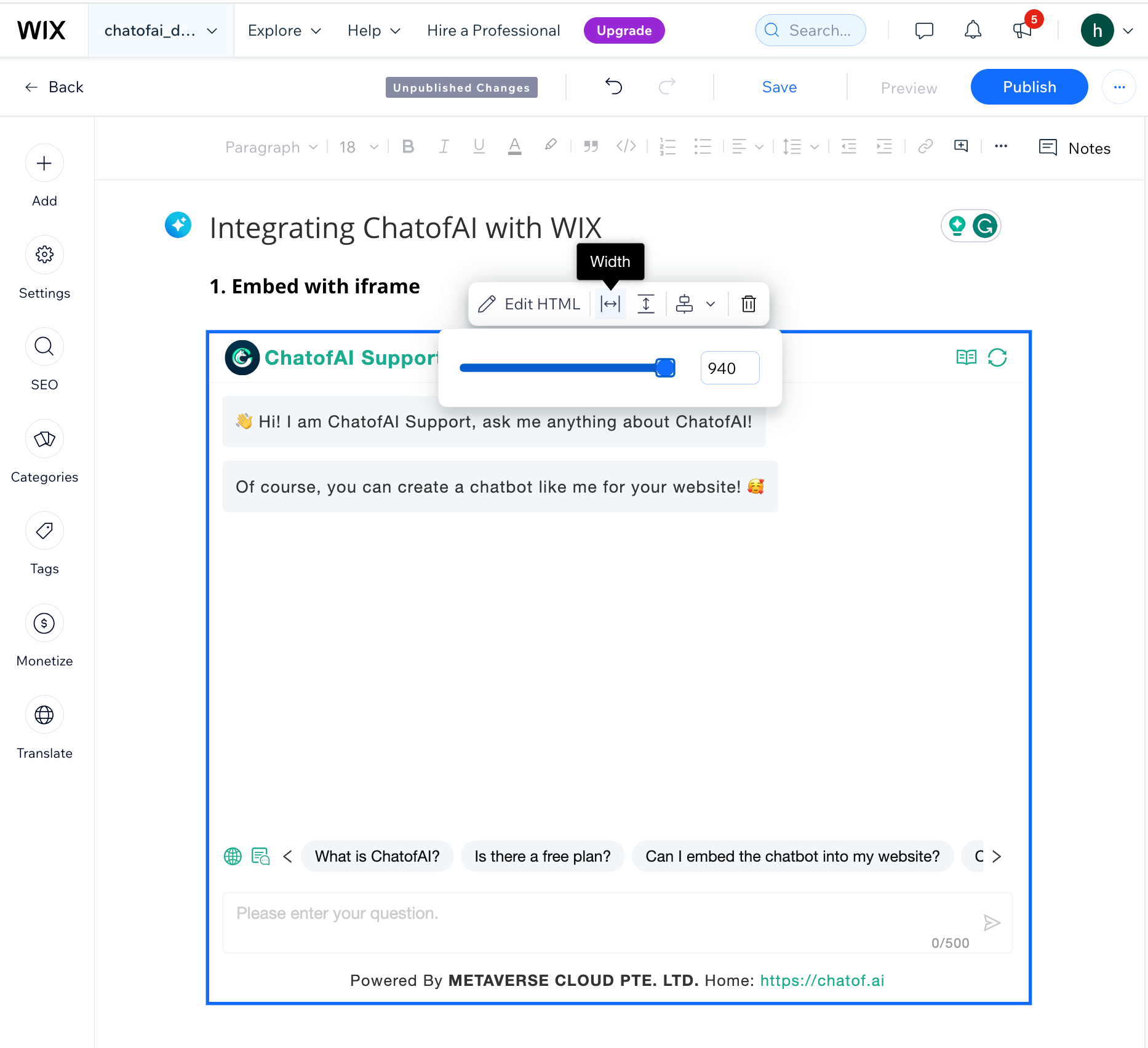 Adjust your chatbot interface